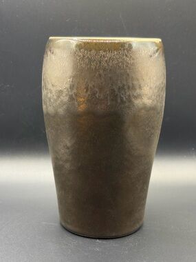 Sarah Welch Pottery Vase Bronze Glaze Heart 9 Signed Handmade Ceramic